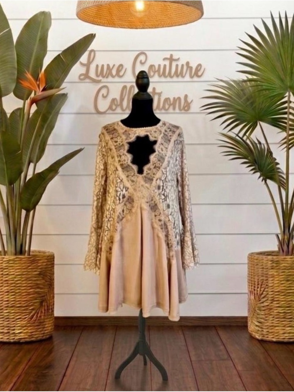 Altar’d State Mauve Lace Open Chest Dress